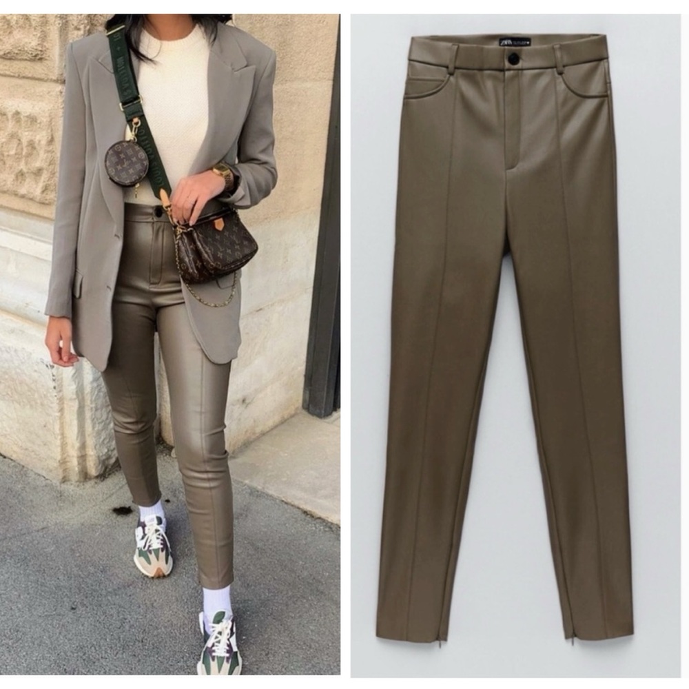 ZARA high rise faux leather leggings